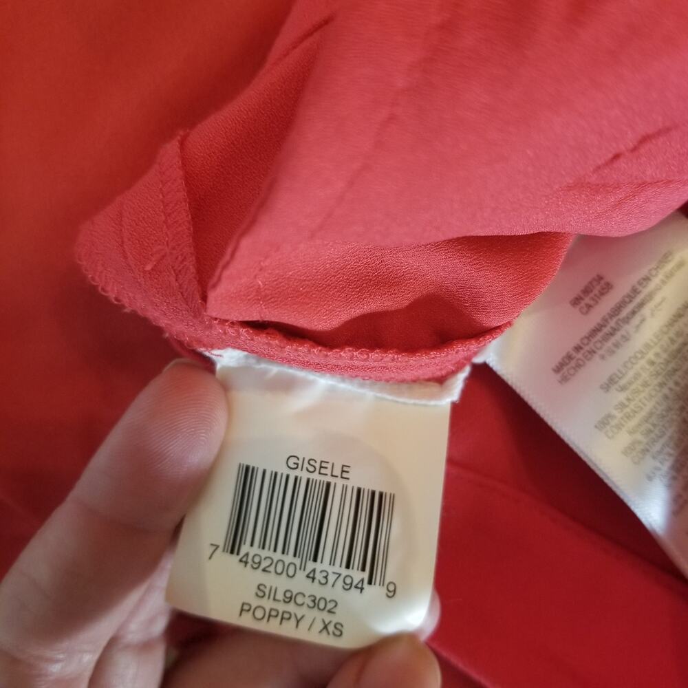 BCBGMAXAZRIA Gisele Bib Romper with Zipper Pockets Red Sheer Size XS $248 - Picture 11 of 11